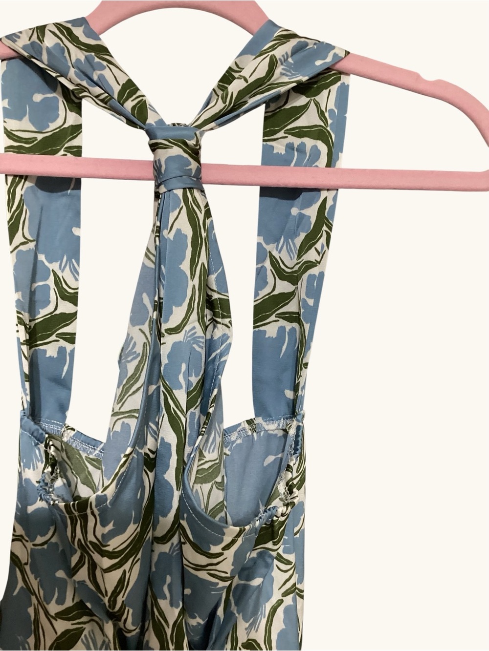 🦋Elegant Blue Floral print halter neckline 
Midi Dress Large NWT - Picture 9 of 13